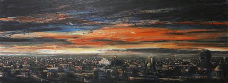 BUSCI ALESSANDRO (n. 1971) Panoramica. 2006. Olio su carta su tela. Cm 200,00...