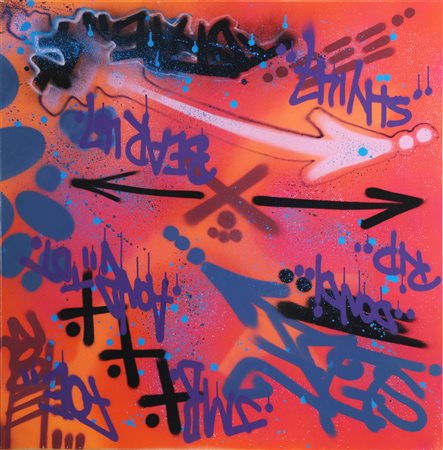 TOXIC (n. 1965) Senza titolo. 2002. Tecnica mista su tela. Cm 90,00 x 90,00....