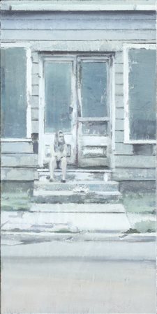 BIRKNER TOM (n. 1966) Girl. Tecnica mista su tela. Cm 30,50 x 58,00. Al retro...