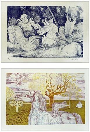 RAFFAELE DE ROSA Podenzana 1940 Lotto di 2 opere: Senza titolo Litografia a 1...