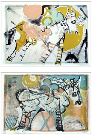 MARIO FRANCESCONI Viareggio 1934 Lotto di 2 opere: Senza titolo Litografia a...