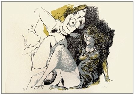 RENATO GUTTUSO Bagheria 1912 – Roma 1987 Senza titolo Litografia a colori...
