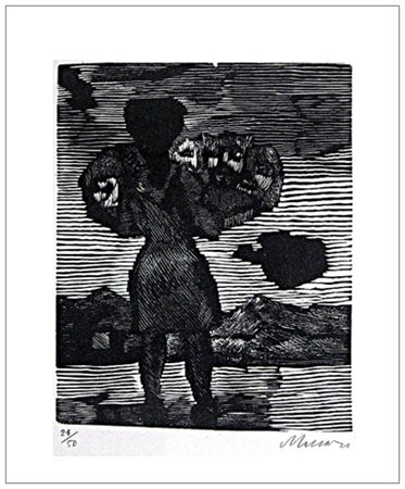 MINO MACCARI Siena 1898 – Roma 1989 Senza titolo 1967 Zincografia es.24/50....