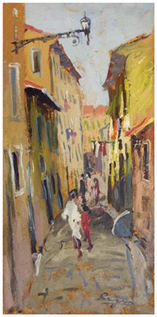 BASSO RAGNI Termoli 1921 – Livorno 1979 Vicolo delle lavanderie Olio su...