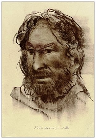 PIETRO ANNIGONI Milano 1910 – Firenze 1988 Volto Sanguigna su cartoncino 28,5...