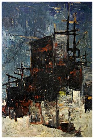 LEONARDO PAPASOGLI Firenze 1929 Senza titolo (Palazzi in costruzione) 1963...