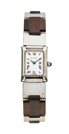 GUCCIOrologio da polso da donna in argento e legnoAnni '90Quadrante e cassa...