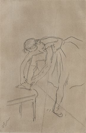Edgar Degas (Parigi 1834 - 1917)"Danzatrice che si mette le scarpette"...