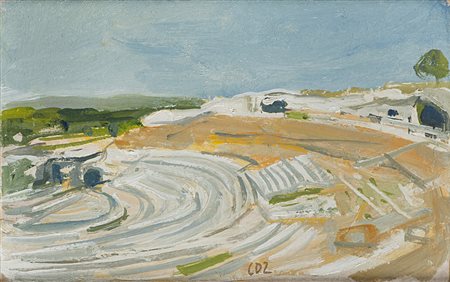 Carlo Dalla Zorza (Venezia 1903 - 1977)"Siracusa" 3 agosto 1956olio su...