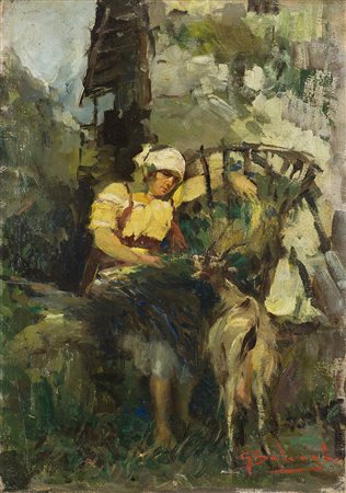 Giuseppe Solenghi (Milano 1879 - Cernobbio 1944)"La sosta. Ritratto di mia...