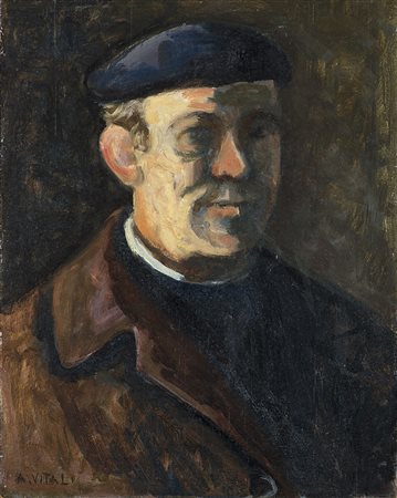 Alberto Vitali (Bergamo 1898 - 1974)"Autoritratto"olio su compensato (cm...
