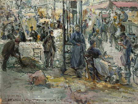 Antonio Piatti (Viggiù 1875 - 1962)"Paris - Aux Helles" '05olio su cartone...