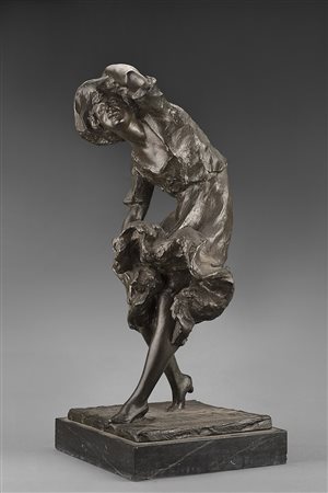 Cesar Santiano (Buenos Aires 1886 - Torino 1919)"Colpo di vento" 1919scultura...