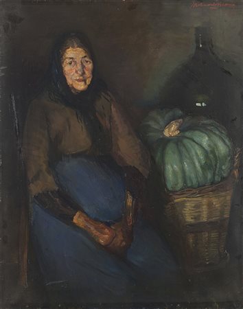 Antonio Molinari (Bellinzona 1902 - Milano 1997)"Ritratto di donna anziana...