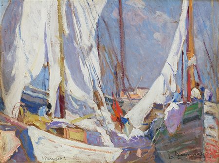 Ludovico Tommasi (Livorno 1866 - Firenze 1941)"Viareggio, porto"olio su...