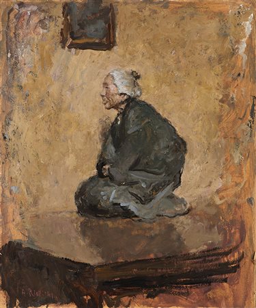 Arturo Rietti (Trieste 1863 - Padova 1943)"Donna orientale in preghiera"...