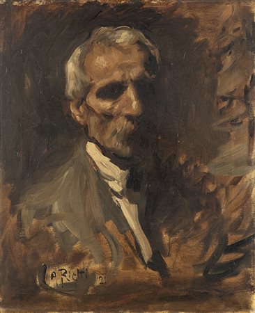 Arturo Rietti (Trieste 1863 - Padova 1943)"Ritratto maschile" 1921olio su...