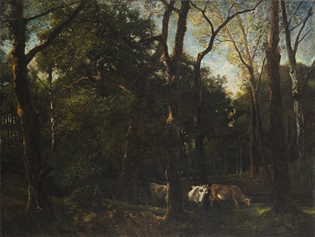 Giuseppe Palizzi (Lanciano 1812 - Passy (Francia) 1888)"Paesaggio con...