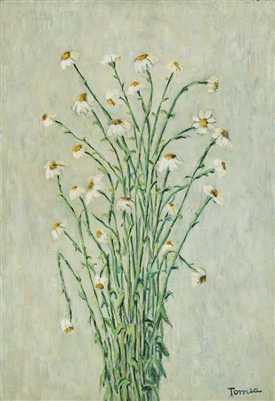 Fiorenzo Tomea (Zoppè di Cadore 1910 - Milano 1960)"Margherite"olio su...