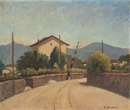 Piero Marussig (Trieste 1897 - Pavia 1937)"Strada verso il passaggio a...