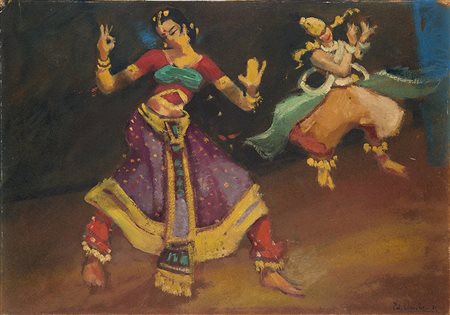 Adham Wanly (Alessandria D'Egitto 1908 - 1959)"Danzatrici" '51tecnica mista...