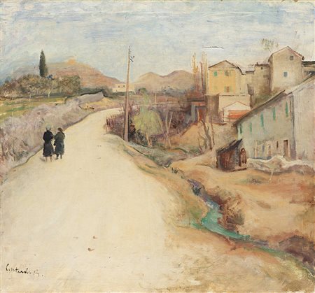 Contardo Barbieri (Broni 1900 - Milano 1966)"Sulla via del ritorno" olio su...
