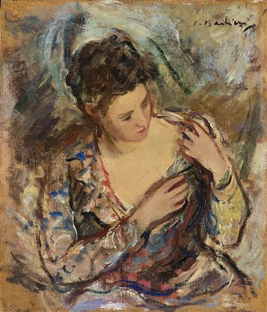 Contardo Barbieri (Broni 1900 - Milano 1966)"Ritratto di giovane donna"olio...