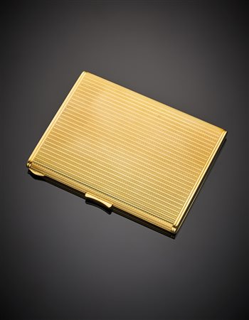 Portasigarette in oro giallo liscio e zigrinato, g 173,07, lungh. cm 10,80,...