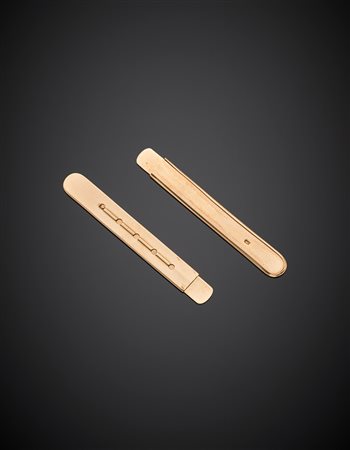 Stecche da camicia in oro giallo rossastro, allungabili, g 3,90.Yellow...