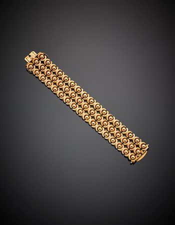 Bracciale modulare in oro giallo con motivo a boules, g 61,16, lungh. cm...