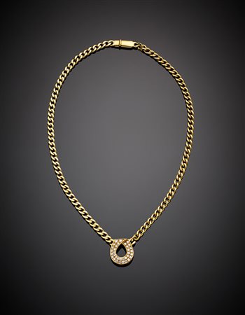 Collier in oro giallo con centrale rifinito CON diamanti rotondi, g 30,69,...