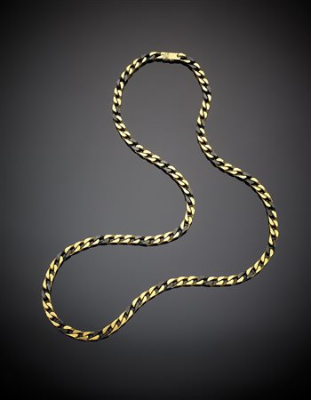 Catena lunga in oro giallo a maglia groumette con intercalate maglie in...