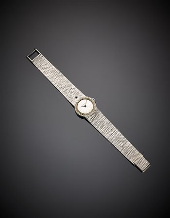 JEAN PERRET GENEVEOrologio da donna in oro bianco zigrinato con bracciale...