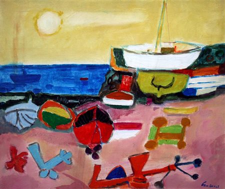 Enrico Paulucci 1901, Genova (Ge) - 1999, Torino (To) - [Italia] Barca bianca...