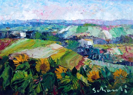 Giovanni Schiaroli 1949, Senigallia (An) - [Italia] Girasoli olio su faesite...