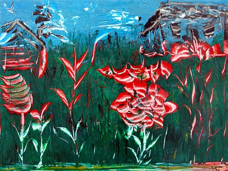 Tranca 1969, Montecassiano (Mc) - [Italia] Rose dissestate smalto su tavola...