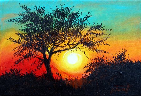 Giorgio Crocetti 1965, Teramo (Te) - [Italia] Tramonto estivo tecnica mista...