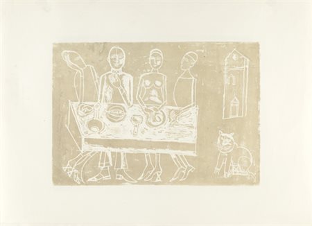 Mino Maccari, SENZA TITOLO Litografia, cm 66,3x48, Firma "Maccari", Tiratura...