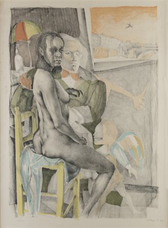 Ugo Attardi, SENZA TITOLO Litografia, cm 75x55, Firma e data "Attardi '84",...