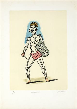 Giorgio De Chirico, GUERRIERO Litografia, cm 70x50 Numerazione, titolo e...