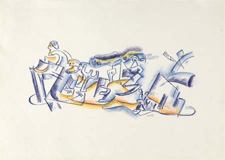 Antonio Marasco, SENZA TITOLO Pastelli su base litografica, cm 50x70Firmata...