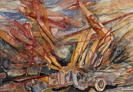 Pittore del XX secolo , AEROPITTURA Acquarello su carta, cm 20x30