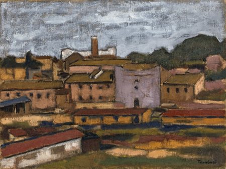 Orfeo Tamburi, TETTI DI ROMA Olio su tela, cm 36x48Firmato in basso a destra...
