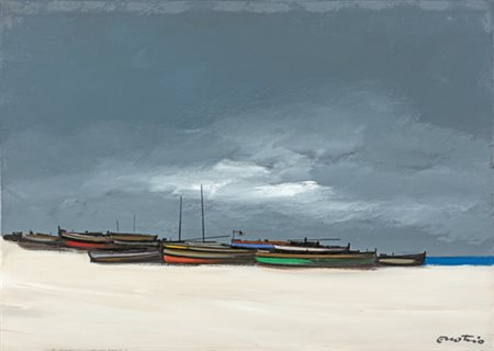 Enotrio Pugliese Enotrio, MARINA A SOVERATO Olio su tela, cm 50x70Firmato...