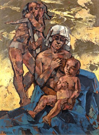 Vittorio Messina, MATERINTÀ Olio su tela, cm 80x60Firmato "Messina" in basso...