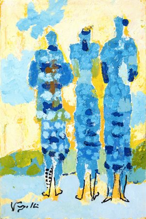 Antonio Vangelli, FIGURE DEL CIRCO Olio su tela, cm 30x20Firmato sul fronte...