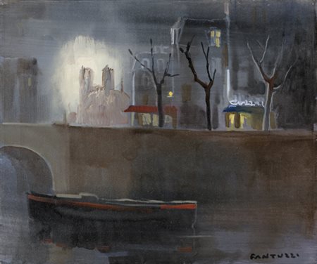 Eliano Fantuzzi, PARIGI Olio su tela, cm 50x60Firmato fronte e retroOpera...