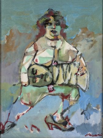 Mino Maccari, LA BALIA Olio su cartone telato, cm 60x40Firma, titolo e anno...