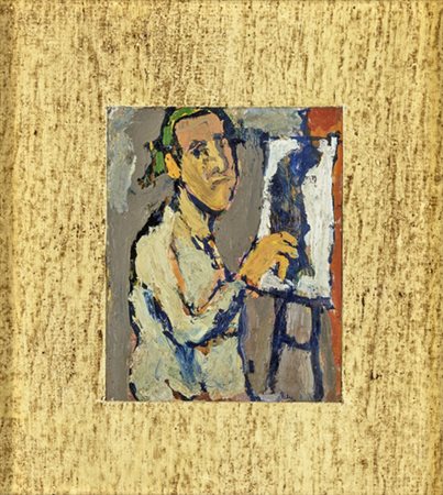 Luigi Montanarini, AUTORITRATTO Olio su tavola, cm 10,5x8,5Firmato "Luigi...