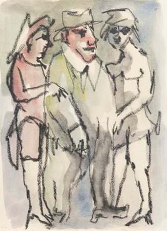 Mino Maccari, SENZA TITOLO Tecnica mista su cartone telato, Firmato in basso...